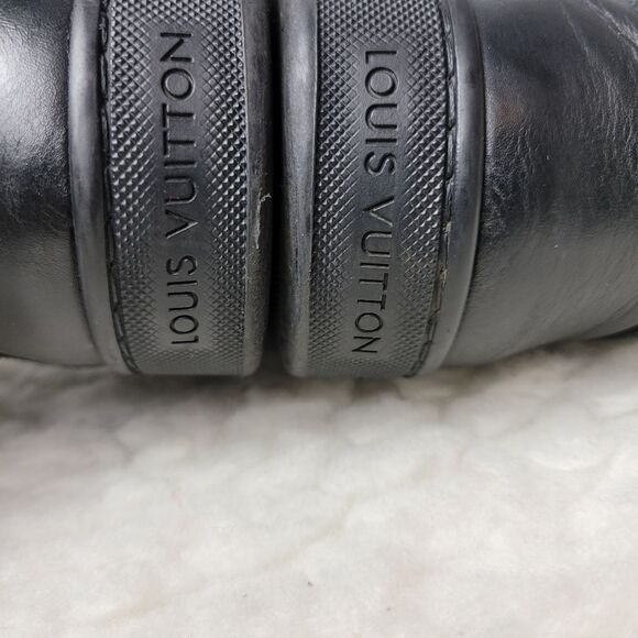 Authentic Louis Vuitton Mens Size 9 Black Leather High Top Sneakers MS 1103 - Picture 11 of 12